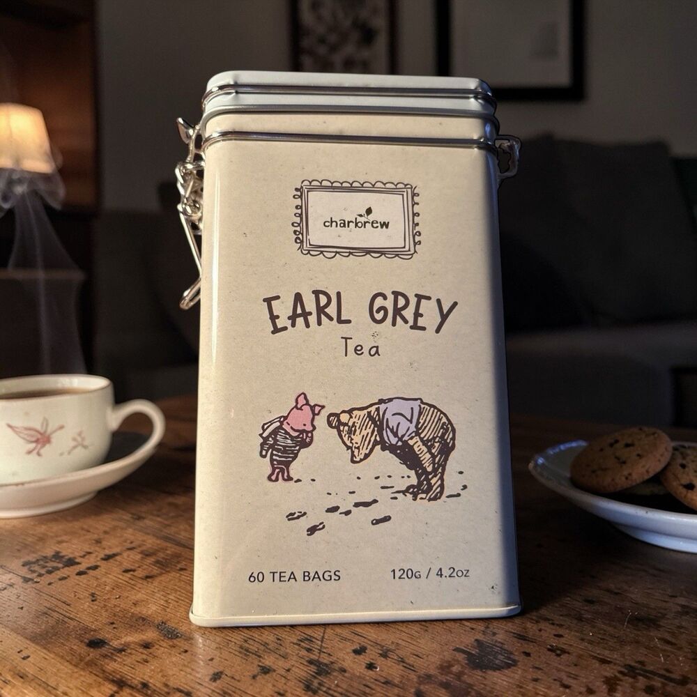 New Charbrew Winnie The Pooh Earl Grey Tea 60 Bags Exp. 12/28 Locking Tin
